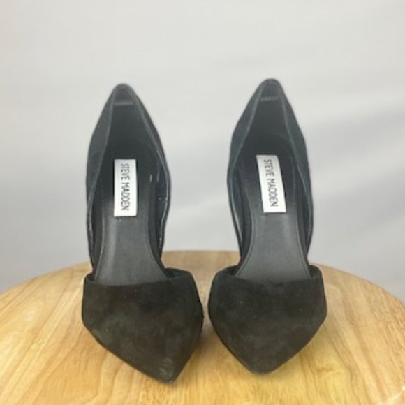 Steve Madden Varcityy D'Orsay Stiletto Heels in Black Suede, Size 6. - Picture 4 of 8